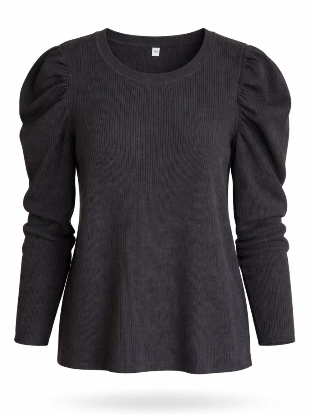 Black Ribbed Knit Puff Sleeve Sweater | Soft Stretch | Women’s Top